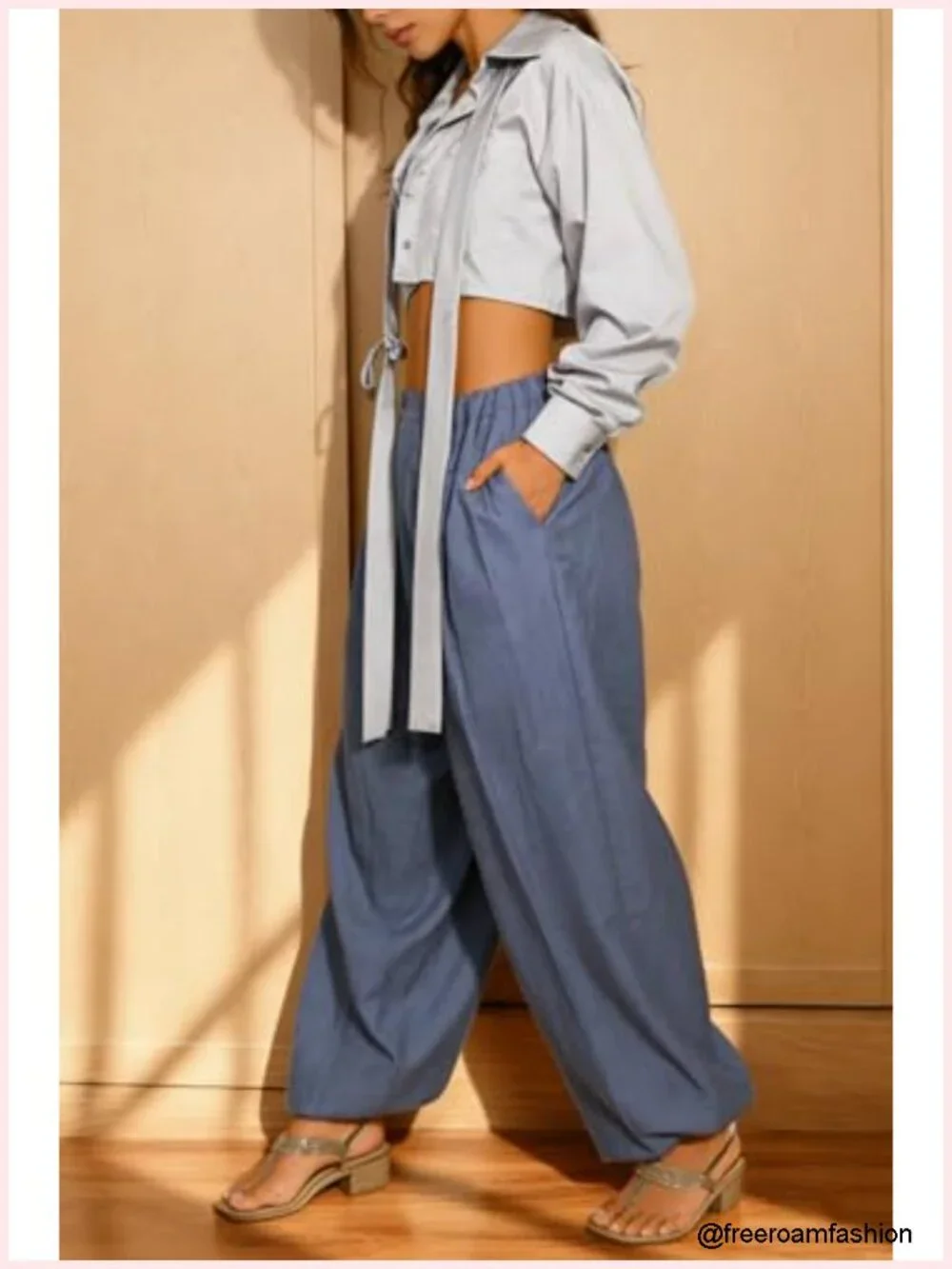 High Waisted Baggy Tapered Pants Wide Leg Cargo Trousers with Pockets Business